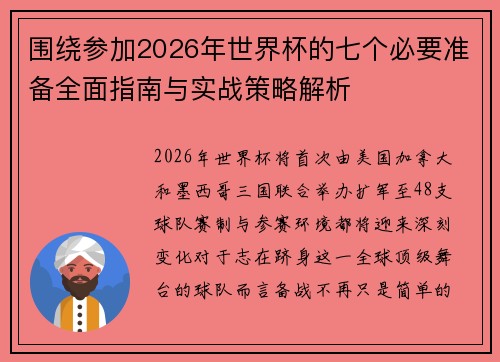 围绕参加2026年世界杯的七个必要准备全面指南与实战策略解析